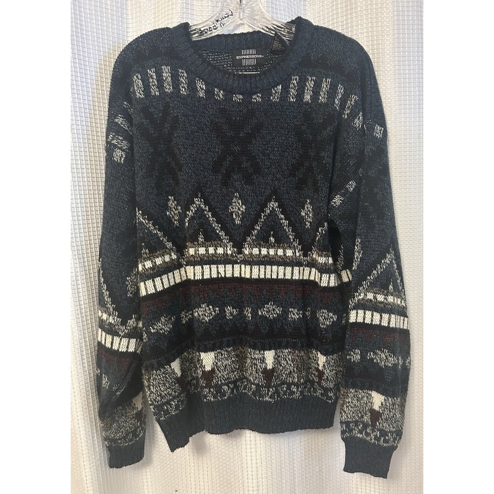 VTG 80s/90s Expressions Men's Sweater Geometric Size M